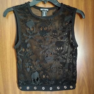 Fishnet Skull Crop Top